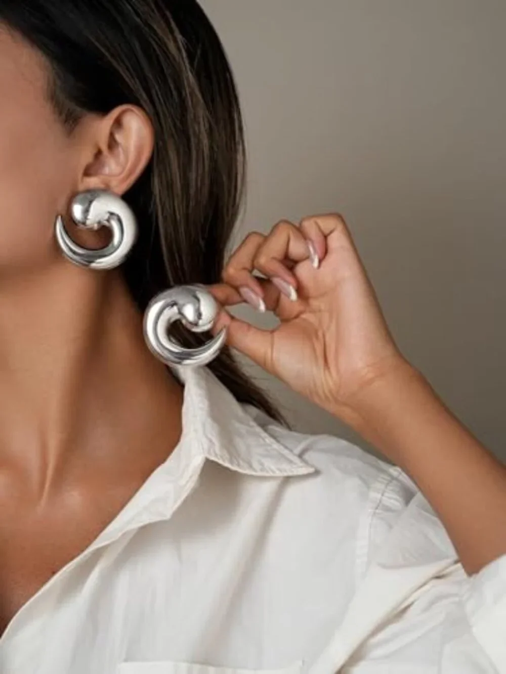 New - Statement Earrings for Women Chunky Gold Earrings‎ Big Spiral Earrings